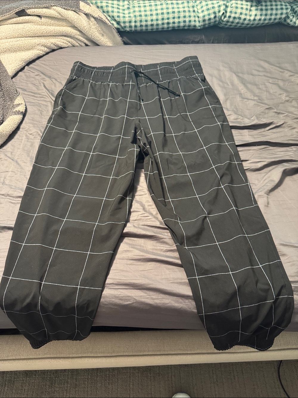 Albion Black Windowpane Jogger Pants